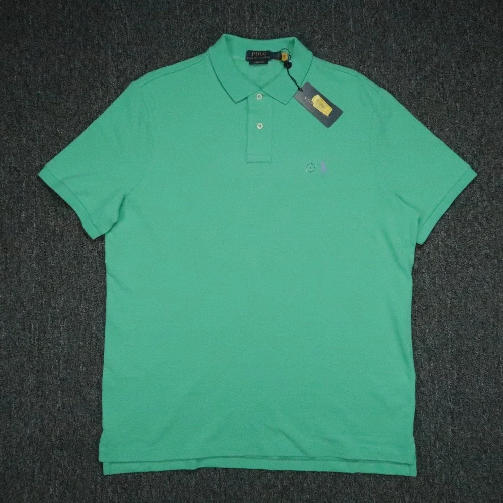 Polo Ralph Lauren Shirt Mens Large Green Classic Fit Mesh Polo Short Sleeve